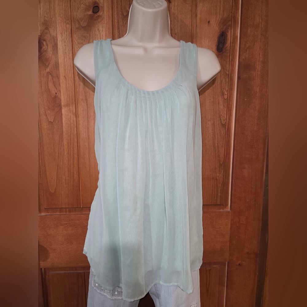 Elle Light Green Pleated‎ Tank Top